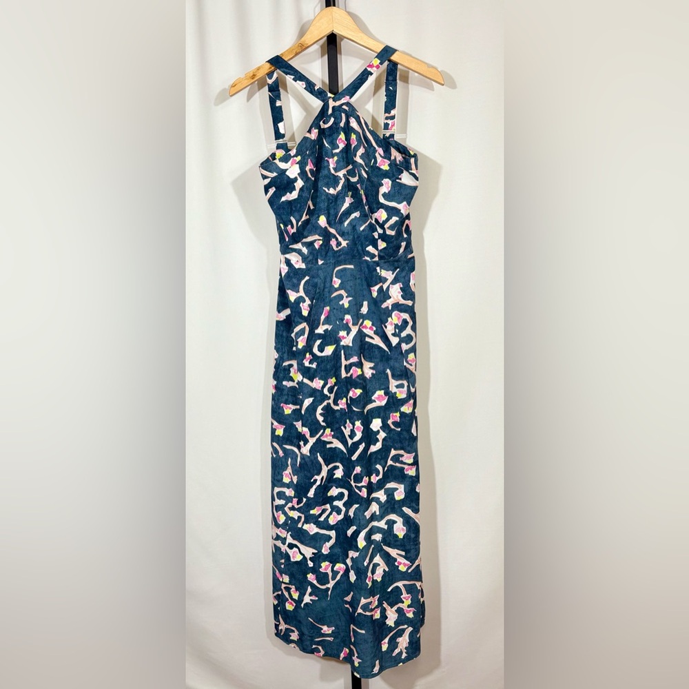 CABI Aurora Halter Style Watercolor Maxi Dress Adjustable Straps Style 5269 Sz 6